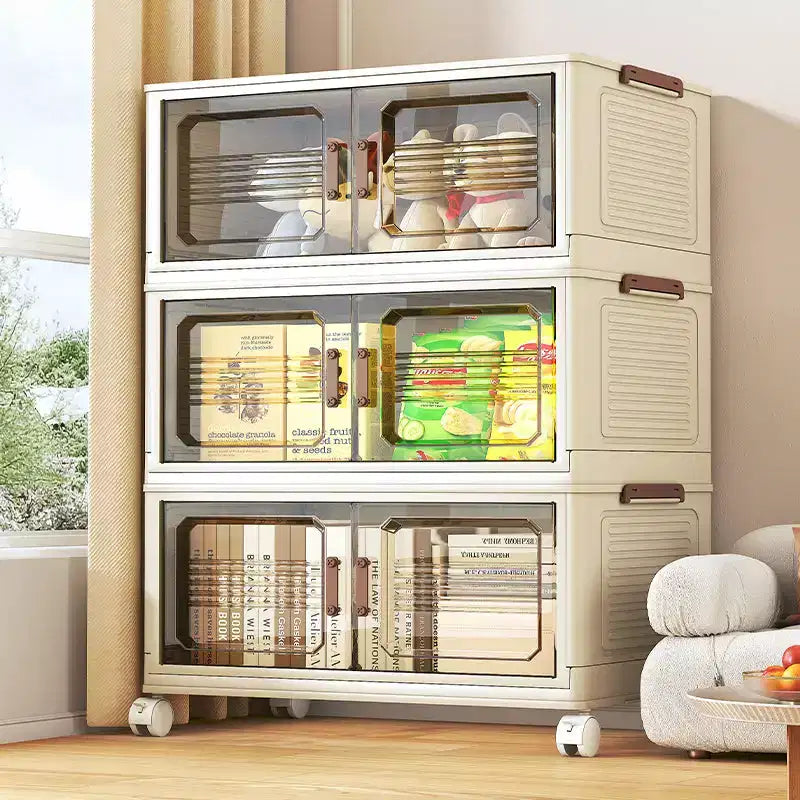 Bacs de rangement empilables et pliables, Armoire de rangement pliable avec couvercles et roulettes, Organisateur de placard pour Appartement, Maison, Dortoir, Bureau