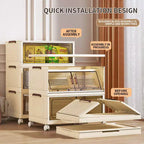 Bacs de rangement empilables et pliables, Armoire de rangement pliable avec couvercles et roulettes, Organisateur de placard pour Appartement, Maison, Dortoir, Bureau