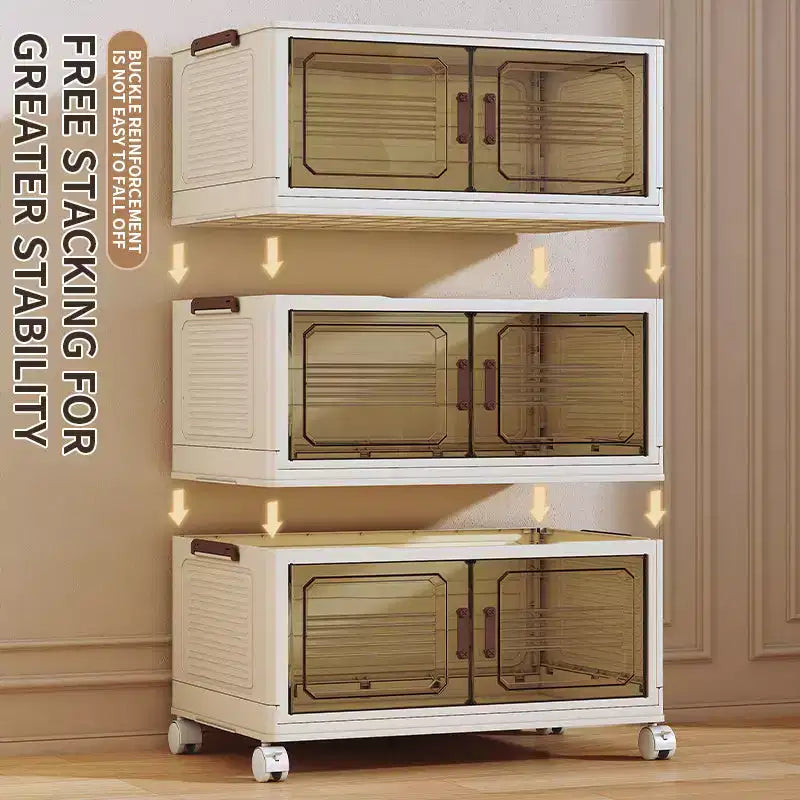 Bacs de rangement empilables et pliables, Armoire de rangement pliable avec couvercles et roulettes, Organisateur de placard pour Appartement, Maison, Dortoir, Bureau