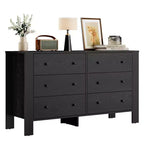 Commode de chambre large à 6 tiroirs, en bois moderne avec tiroirs de rangement profonds, poignées en métal - Idéale pour chambre d'enfant, entrée, couloir