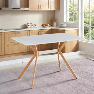 Bureau informatique moderne avec plateau en MDF et pieds en métal, Table d'écriture pour le travail ou les études à domicile, Bureau de travail contemporain pour chambre et bureau