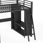 Lit superposé triple en métal en L avec bureau et armoire