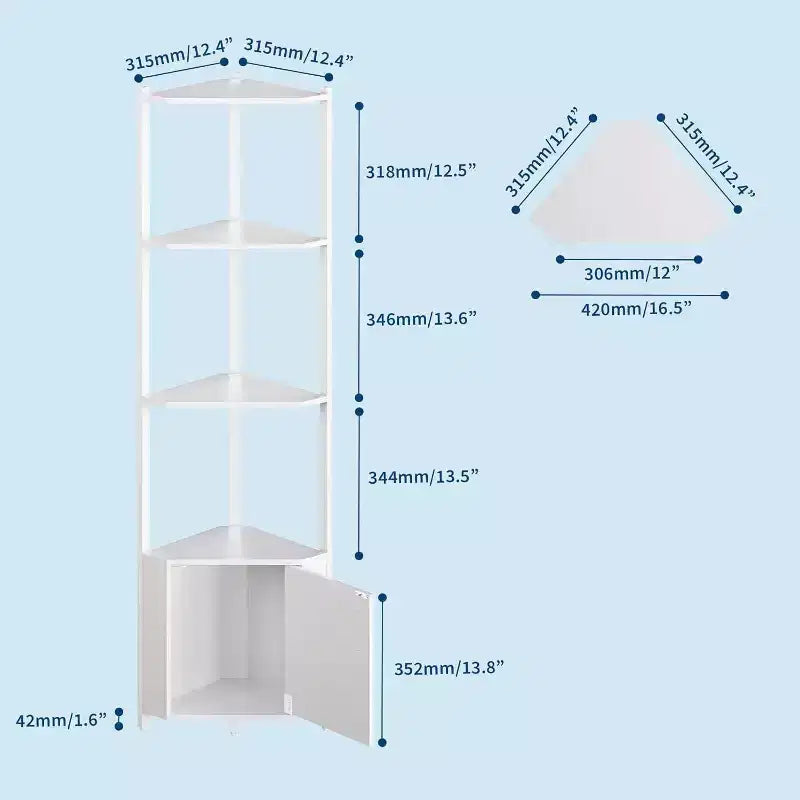Étagère d'Angle à 5 Niveaux, Bibliothèque Étroite de 147 cm avec Cadre Métallique et Rangement, Facile à Monter pour Coin Mural, Chambre, Salon
