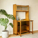 Bureau pliable en bambou de 63 po avec étagères