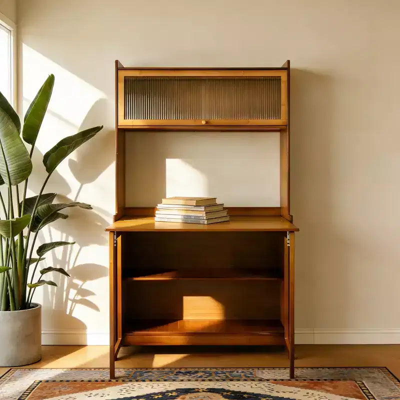 Bureau pliable en bambou de 63 po avec étagères