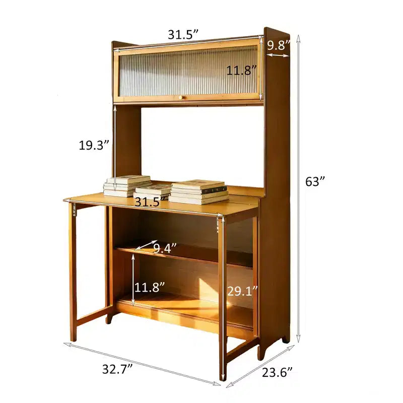 Bureau pliable en bambou de 63 po avec étagères