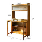 Bureau pliable en bambou de 63 po avec étagères