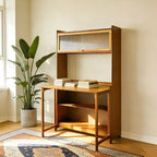 Bureau pliable en bambou de 63 po avec étagères