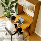 Bureau pliable en bambou de 63 po avec étagères