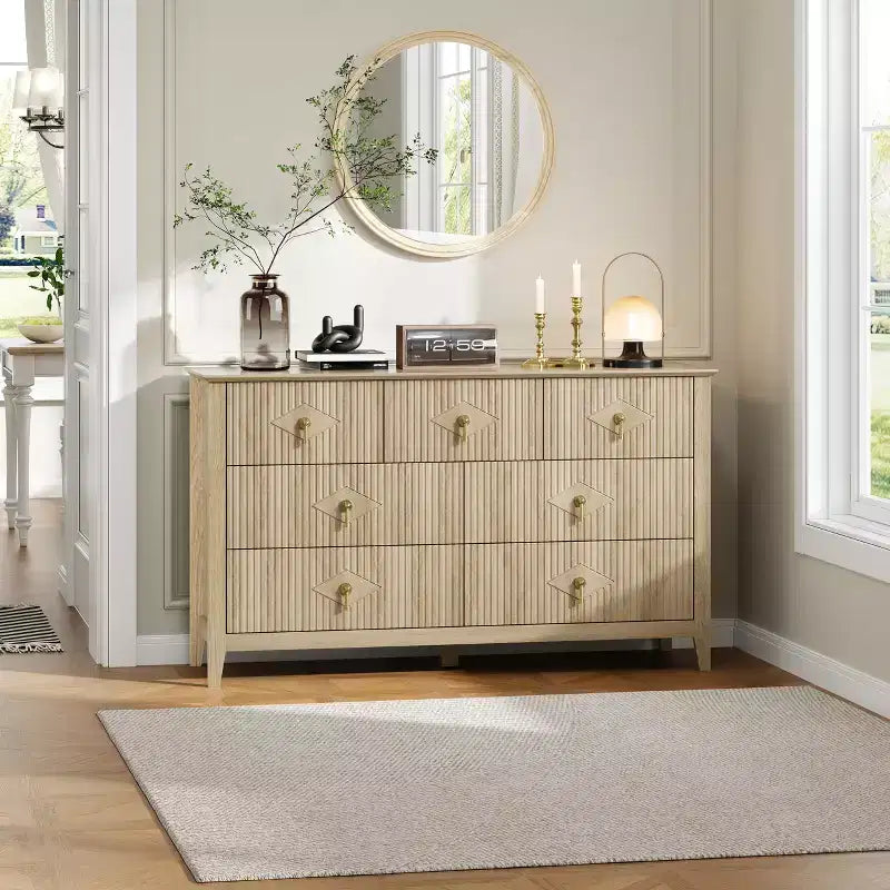Buffet moderne blanc de 140 cm avec portes vitrées et rangement, Table d'entrée en bois robuste, Organisateur de cuisine multifonctionnel pour chambre à coucher et salon