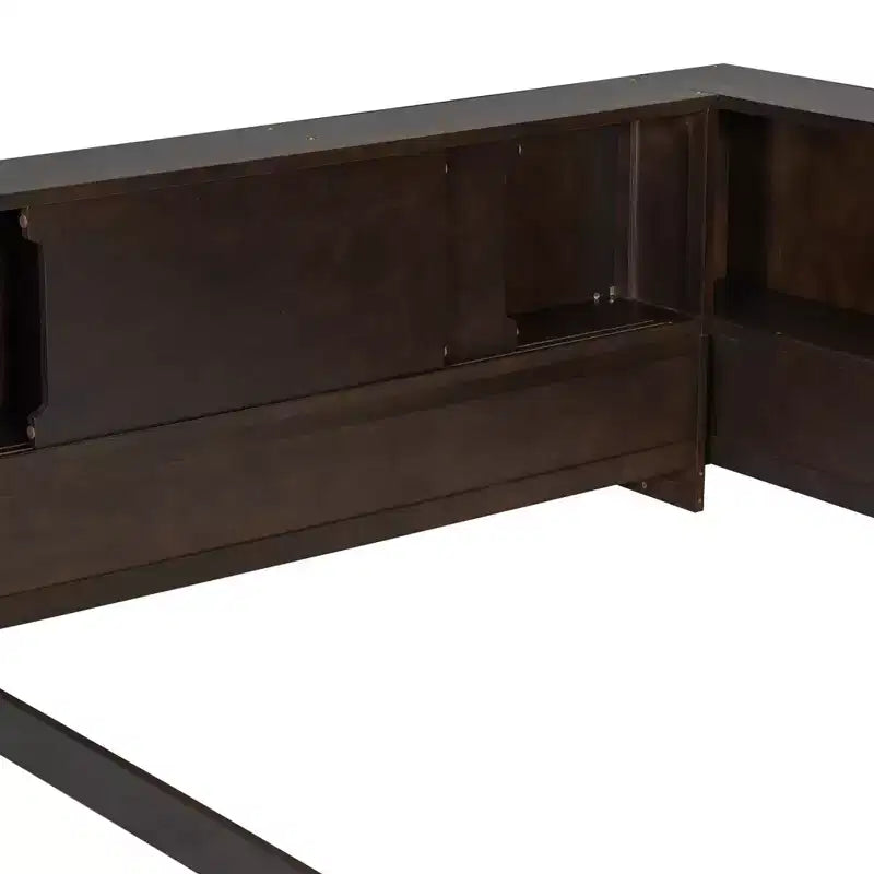 Lit de repos moderne Queen avec 5 étagères de rangement, prises et lumière
