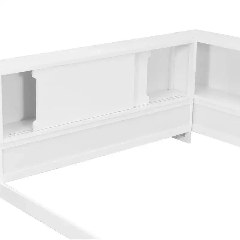 Lit de repos moderne Queen avec 5 étagères de rangement, prises et lumière