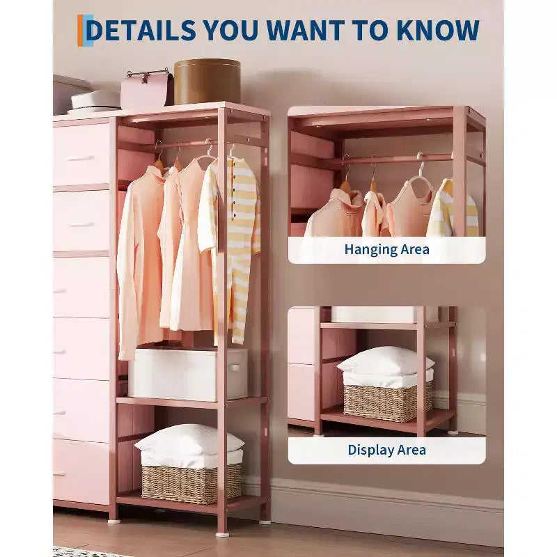 Étagère de rangement à 16 tiroirs en fer + MDF, tissu, pieds réglables, grande capacité, organisateur de rangement pour la maison